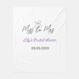 Miss to Mrs bridal shower add name date year bow Fleece Blanket