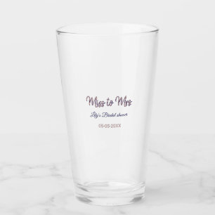 Miss to Mrs bridal shower add name date year bow Glass
