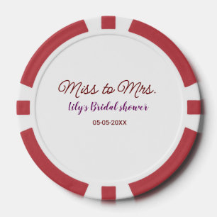 Miss to Mrs bridal shower add name date year simpl Poker Chips