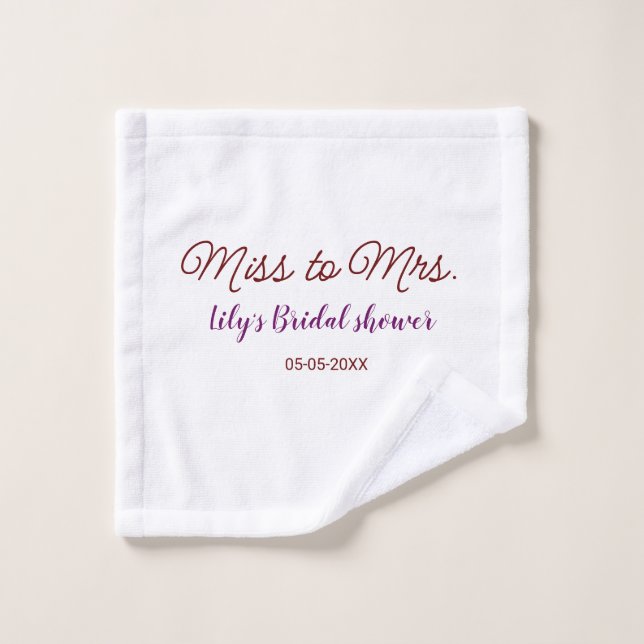 Miss to Mrs bridal shower add name date year simpl Wash Cloth (Wash Cloth)