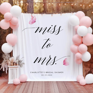 Miss To Mrs Bridal Shower Backdrop Tapestry