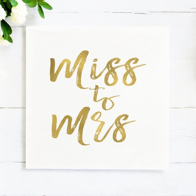 Miss to Mrs Bridal Shower Gold Foil Script Napkin (Creator Uploaded)