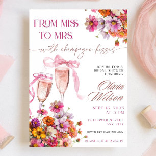 Miss to Mrs Bridal Shower Invitation Template Pink