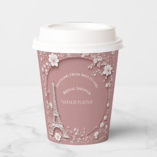 Miss to Mrs Bridal Shower Paris Eiffel Tower Pink  Paper Cups