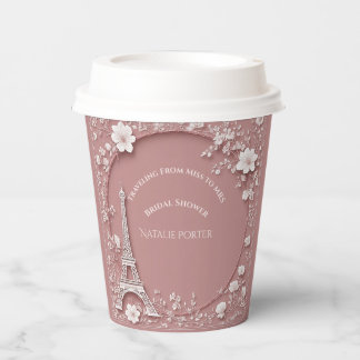 Miss to Mrs Bridal Shower Paris Eiffel Tower Pink  Paper Cups