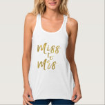 Miss to Mrs Bridal Shower Party Gold Foil Singlet<br><div class="desc">Miss to Mrs Bridal Shower Gold Foil Script White T-Shirt for a Modern and Elegant Bridal Shower.</div>