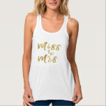 Miss to Mrs Bridal Shower Party Gold Foil Singlet<br><div class="desc">Miss to Mrs Bridal Shower Gold Foil Script White T-Shirt for a Modern and Elegant Bridal Shower.</div>