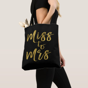 Miss to Mrs Bridal Shower Party Gold Foil Tote Bag