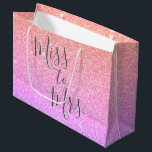 Miss to Mrs Bridal Shower Party Rainbow Sparkle Large Gift Bag<br><div class="desc">From Miss to Mrs Bridal Shower or Bachelorette Party Pink and Purple Rainbow Pastel Ombre Sparkle and Faux Glitter Cute Gift Bag. The From Miss to Mrs. Bachelorette Party Gift Bag uses the popular Pink and Purple background and grey typography.</div>