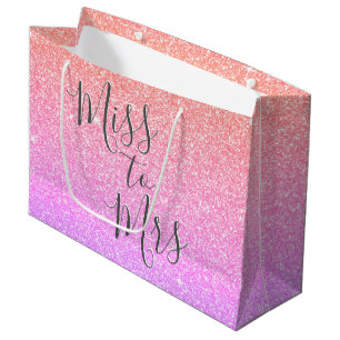 Miss to Mrs Bridal Shower Party Rainbow Sparkle Large Gift Bag