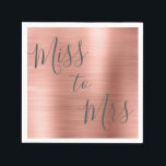 Miss to Mrs Bridal Shower Party Rose Gold - Pink Napkin<br><div class="desc">From Miss to Mrs Bridal Shower Party Pink  Rose Gold Foil Modern and Elegant Napkins. The From Miss to Mrs. Bachelorette Party Napkins uses the popular rose gold background and grey hand lettered typography. Please contact the designer if you would like customised matching items.</div>