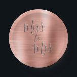 Miss to Mrs Bridal Shower Party Rose Gold Pink Paper Plate<br><div class="desc">From Miss to Mrs Bridal Shower or Bachelorette Party Pink Rose Gold Elegant Faux Stainless steel metallic Paper Plates. The From Miss to Mrs. paper plates use the popular rose gold background and grey typography. This paper plate is part of a Miss to Mrs. Collection if you need matching items....</div>