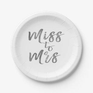 Miss to Mrs Bridal Shower Party Silver Foil Paper Plate