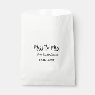 Miss to Mrs bridal shower stylish simple add name Favour Bags