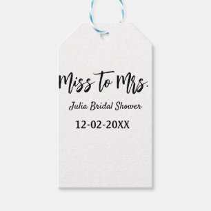 Miss to Mrs bridal shower stylish simple add name Gift Tags