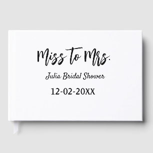 Miss to Mrs bridal shower stylish simple add name  Guest Book