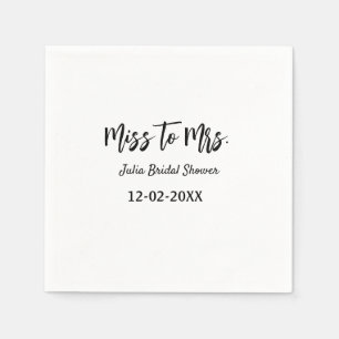 Miss to Mrs bridal shower stylish simple add name  Napkin