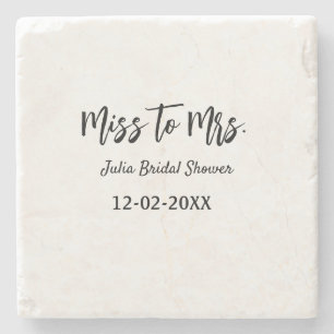 Miss to Mrs bridal shower stylish simple add name Stone Coaster