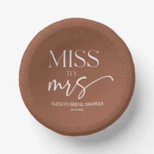 Miss To Mrs Brown Boho Bohemian Bridal Shower Paper Plate