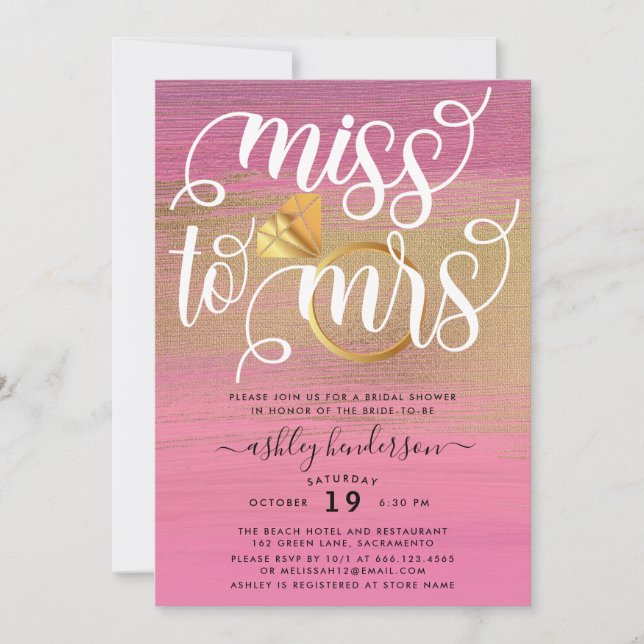 Miss To Mrs Chic Bridal Shower Invitation (Front)