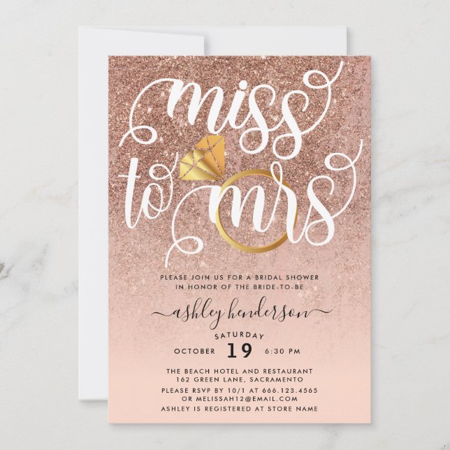 Miss To Mrs Chic Bridal Shower Invitation (Front)