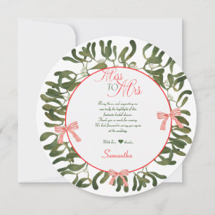 Miss to Mrs. Coquette Mistletoe Bridal Shower Thank You Card