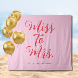 Miss to Mrs Cute Pink and red Bachelorette Banner Tapestry