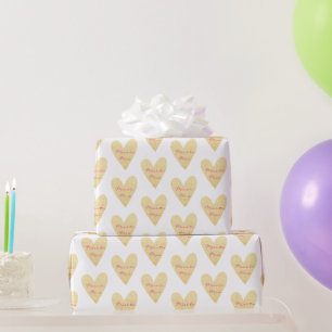 Miss to Mrs Elegant Gold Heart Pattern Wrapping Paper