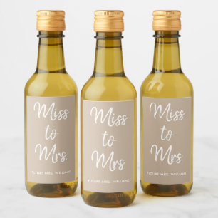 Miss to Mrs Future Name Sand Tan Bridal Shower Wine Label