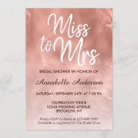 Miss to Mrs Metallic Glam Rose Gold Bridal Shower