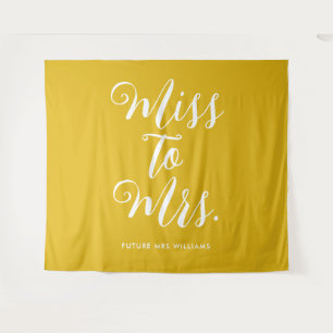 Miss to Mrs Minimal Retro Simple Gold Bachelorette Tapestry