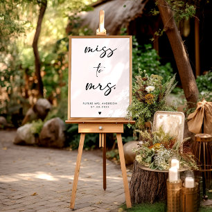 Miss To Mrs. Modern Black Handwriting Script Sign
