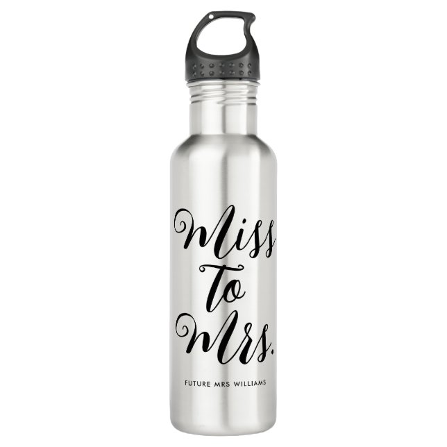 Miss to Mrs Modern Bridal Shower Bachelorette 710 Ml Water Bottle (Front)