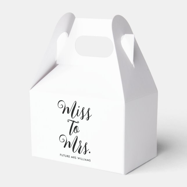 Miss to Mrs Modern Bridal Shower Bachelorette Favour Box (Front Side)