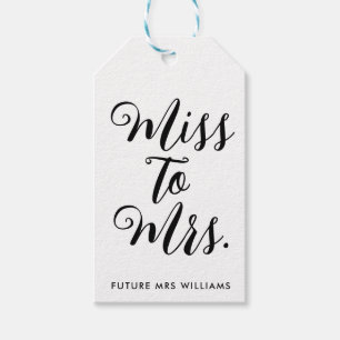 Miss to Mrs Modern Bridal Shower Bachelorette Gift Tags