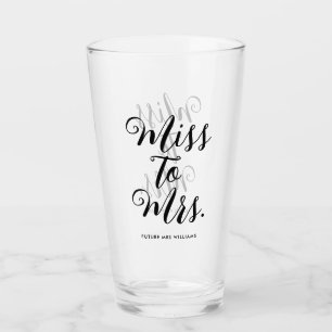 Miss to Mrs Modern Bridal Shower Bachelorette Glass