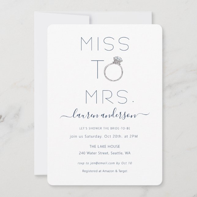 Miss to Mrs. Modern Bridal shower Invitation (Front)