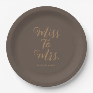 Miss to Mrs Modern Bridal Shower Paper Plate