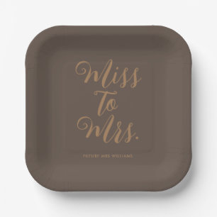 Miss to Mrs Modern Bridal Shower  Paper Plate