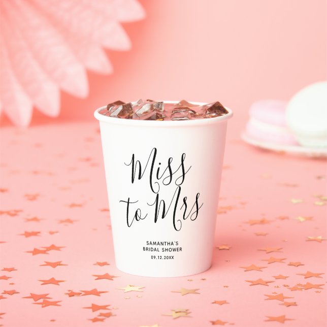 Miss to Mrs Modern Chic Bridal Shower Paper Cups (Insitu)
