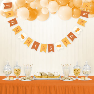 Miss to Mrs Orange Fall Pumpkins Bridal Shower Bunting