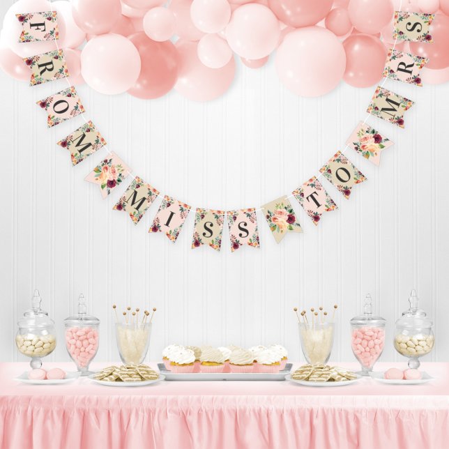 Miss to Mrs Rustic Pink Fall Floral Bridal Shower Bunting (Creator Uploaded)