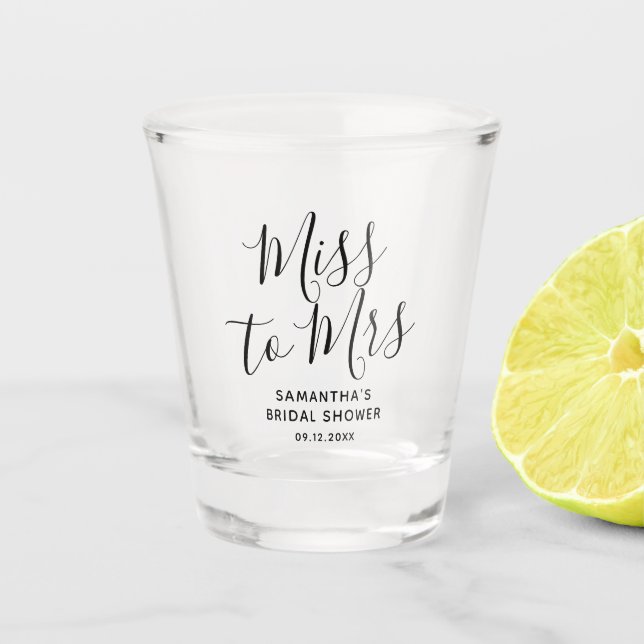 Miss to Mrs Simple Elegant Chic Bridal Shower   Shot Glass (Front)