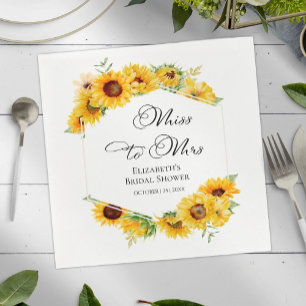 Miss To Mrs   Sunflower Fall Bridal Shower Napkins