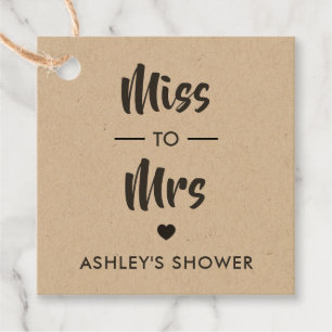 Miss to Mrs Tag, Bridal Shower Gift Tag, Kraft Favour Tags