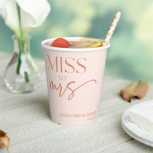 Miss To Mrs Tan Brown Boho Bohemian Bridal Shower Paper Cups