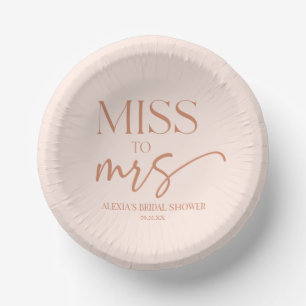 Miss To Mrs Tan Brown Boho Bohemian Bridal Shower Paper Plate