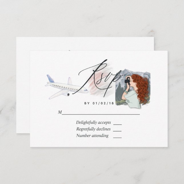 Miss To Mrs Travel Bridal Shower RSVP Card (Front/Back)