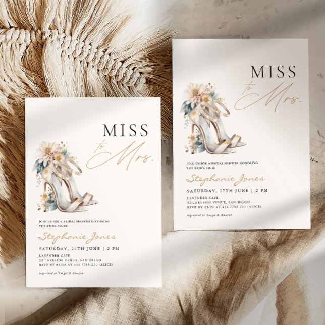 Miss To Mrs. Wedding Heels Bridal Shower  Invitation (Creator Uploaded)