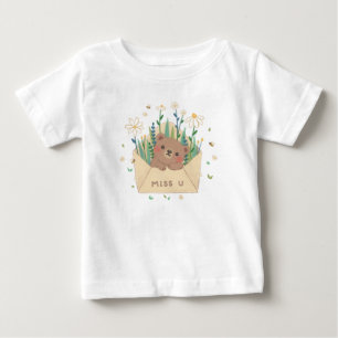 MISS U: Teddy Bear & Flowers in Envelope Baby T-Shirt